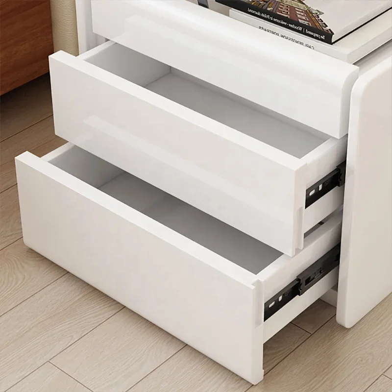 Jasiway modern furniture design MDF bedside table two drawers lifting luxury white night stand