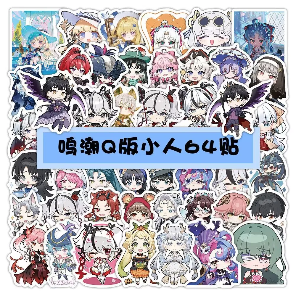 【 슈퍼 귀여운 Mingchao Q 버전 작은 그림 스티커 】 게임 주변기기용 새로운 자체 DIY 방수 스티커 128개