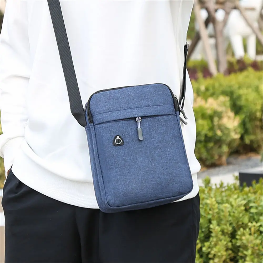 Men Phone Bag Crossbody Bag Fashion Shoulder Bags Mini Male Chest Pack Canvas Travel Clutch Bag Simple Black Packet