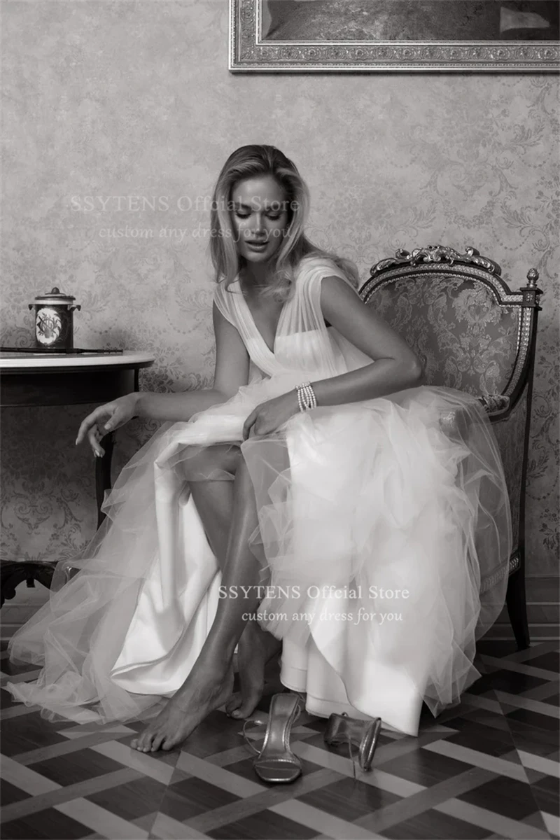 SSYTENS Classic Ivory Tulle Wedding Dresses Fluffy Plus Size Bride Dress Sexy Formal Bridal Gowns Vestidos De Fiesta Customized