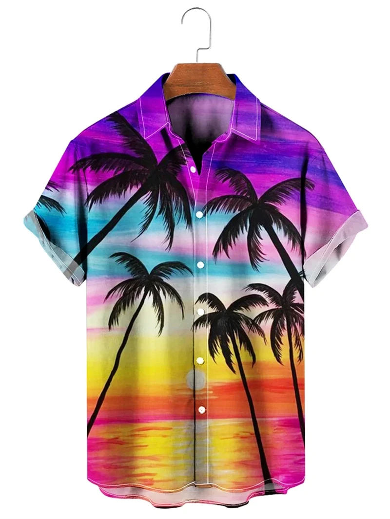 Hawaiian Men's Shirt Summer Beach Casual 3d Sunflower Print Crop Top Outdoor Fashion Loose Oversized Clothes Street Tees For Men