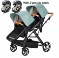 green and 2 car seat