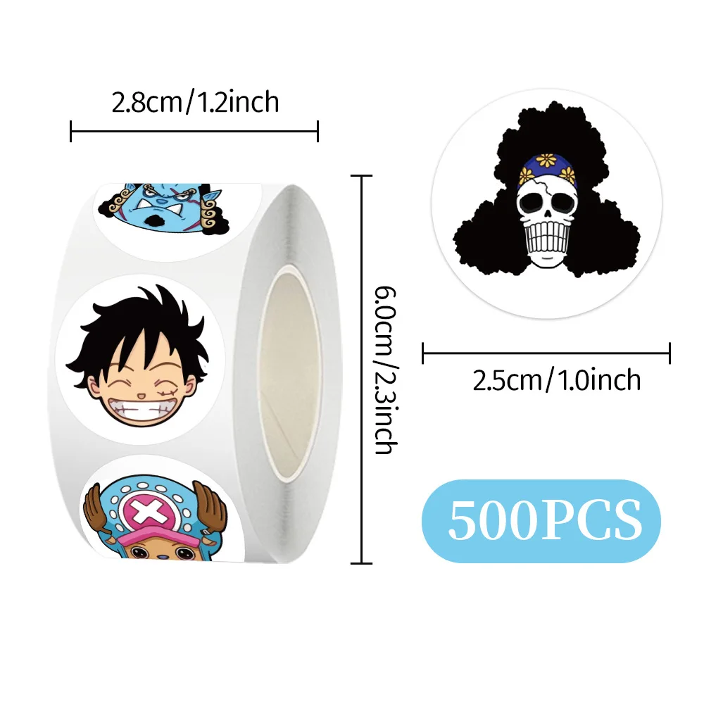 500 قطعة/لفة Kawaii قطعة واحدة DIY ملصقات الكرتون أنيمي ختم التسمية الزخرفية الكرتون الاطفال حفلة كاندي رولز ملصقات اللعب
