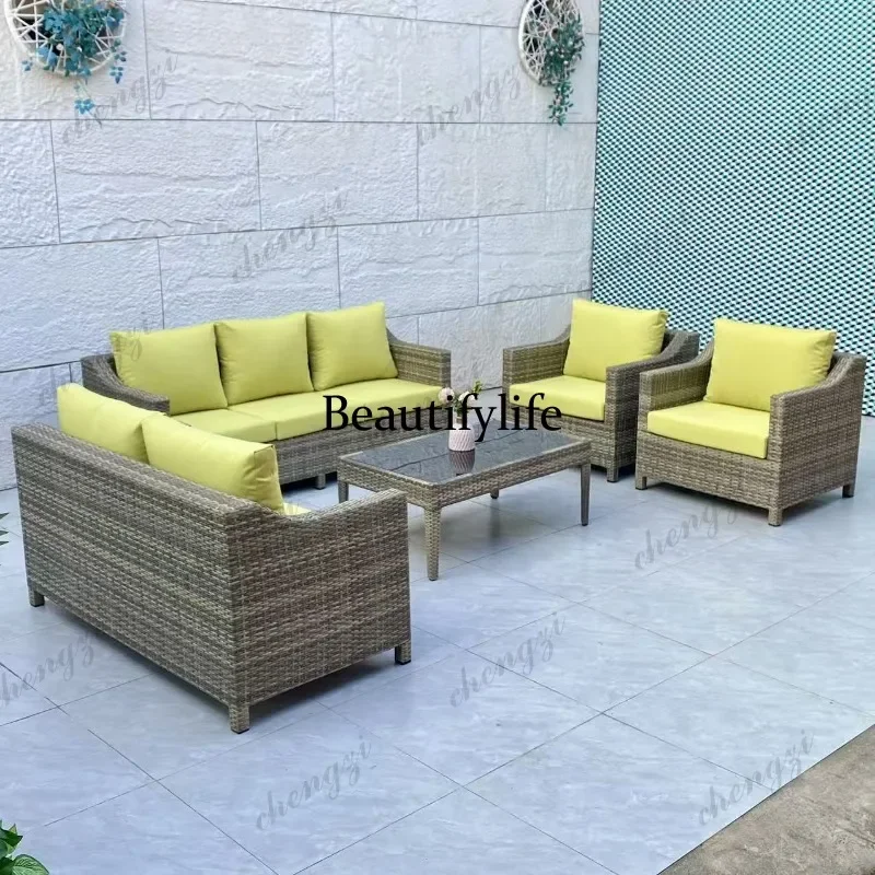 R134 Outdoor Sofa Combination Courtyard Villa Sun Room Rattan Sofa B & B Hotel Resort Furniture