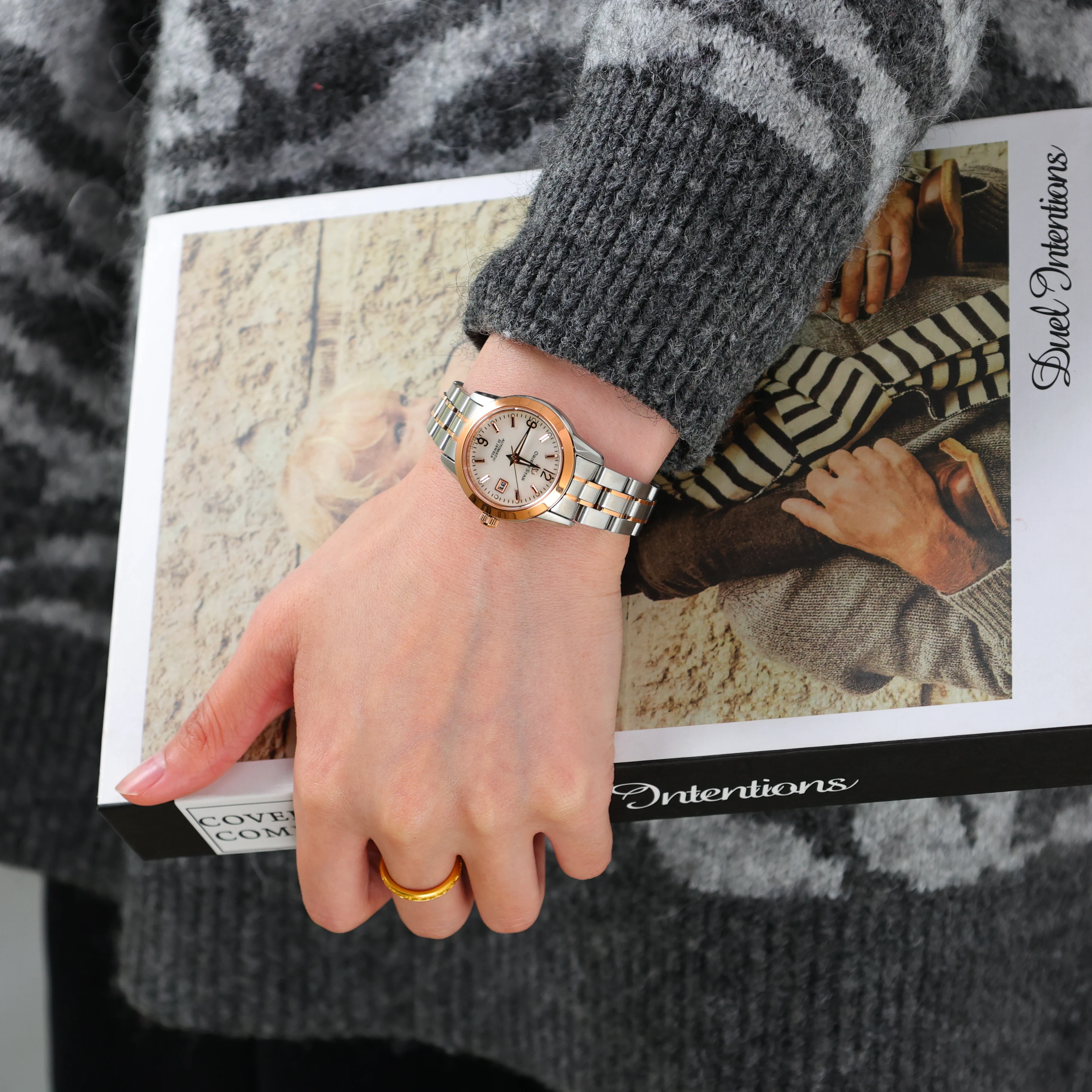 ساعة أورينت ستار اليابانية الأصلية ساعة ميكانيكية أوتوماتيكية 100 متر مقاومة للماء ساعة نسائية زجاج الياقوت