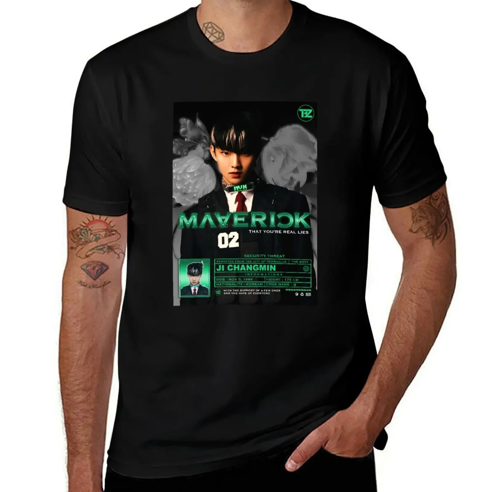 

Q (Changmin) Maverick ! [The Boyz] T-Shirt new edition cotton graphic tees mens funny t shirts