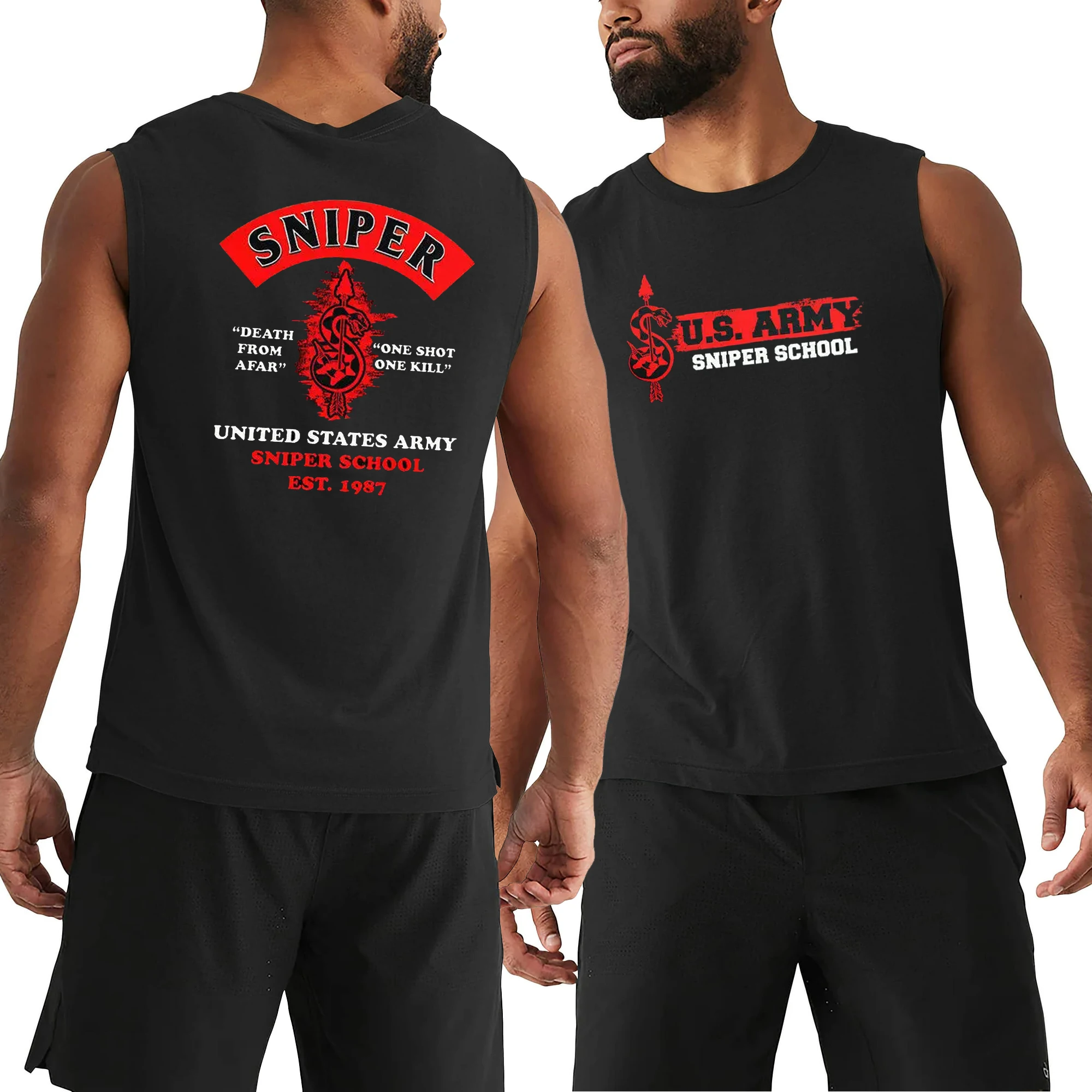 Death From Afar US Army Sniper School Tanktop 100% Cotton O-Neck Summer Casual Mens Vests Sleeveless T-shirt Streetwear