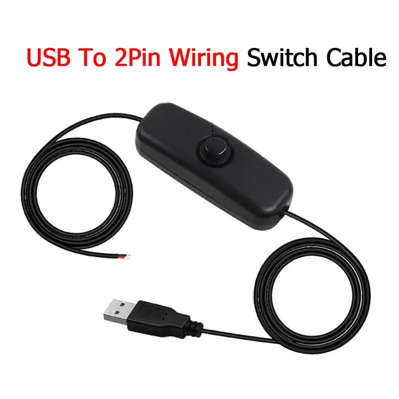 

USB To 2Pin Pigtail Wiring Switch Power Cable DC 5V 2A Power Supply Connector Wire White Black ON/OFF USB Switch Line For Light