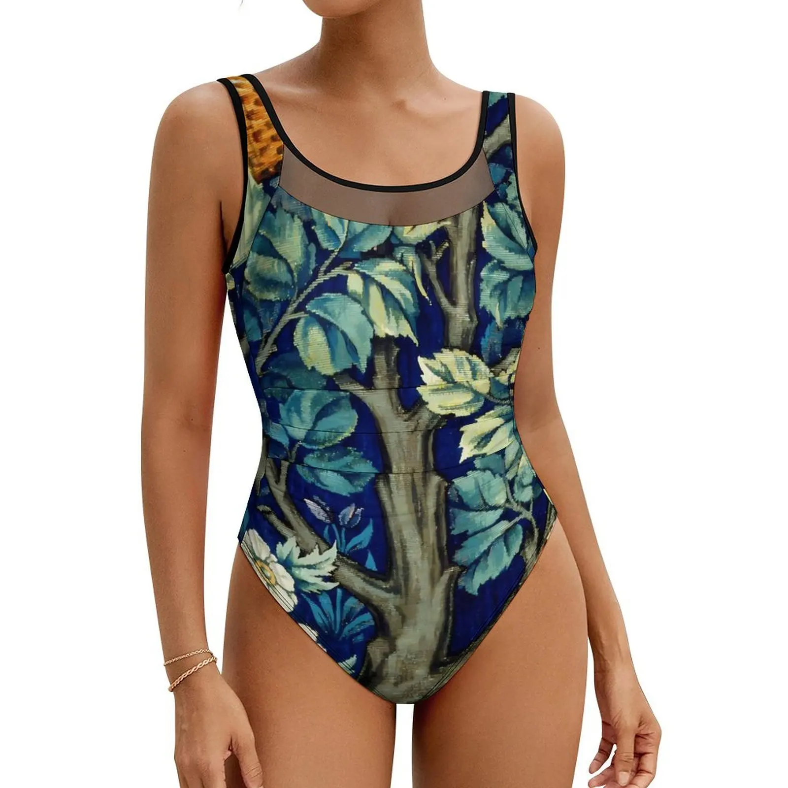 

Forest Print Swimsuit Sexy Animals and Flowers One Piece Swimwear Push Up Bodysuit Modern Holiday Pool Beach Wear