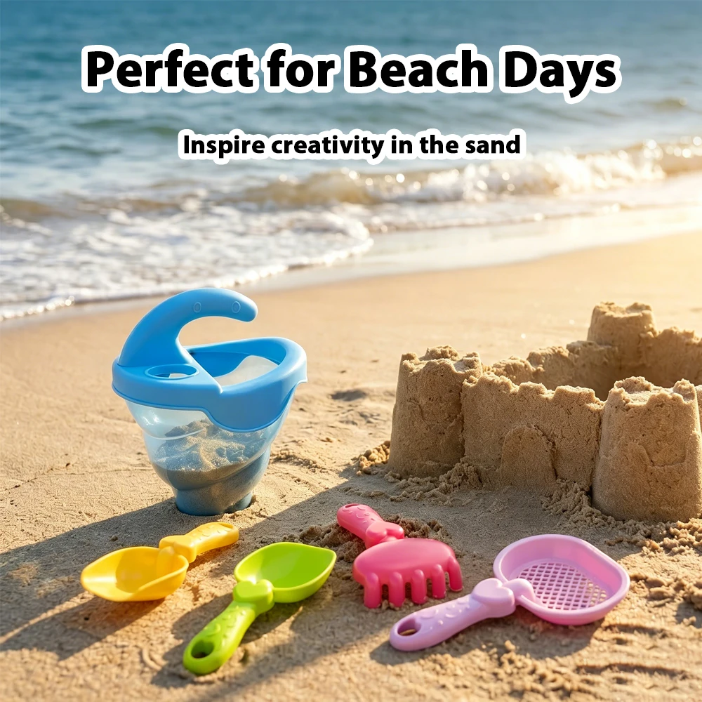 Beach Water Play Toy Set, Including Shovel, Rake, Sieve, Digging Spoon, for Beach Sandbox Swimming Pool Yard Outdoor Summer Play