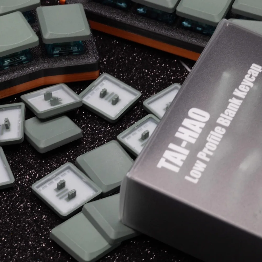 Taihao Choc Low Profile Keycaps THT 1U MX Cherry Artisan Key Caps สําหรับคีย์บอร์ดอุปกรณ์เสริมสําหรับเล่นเกมจุดสีเทา Keycap