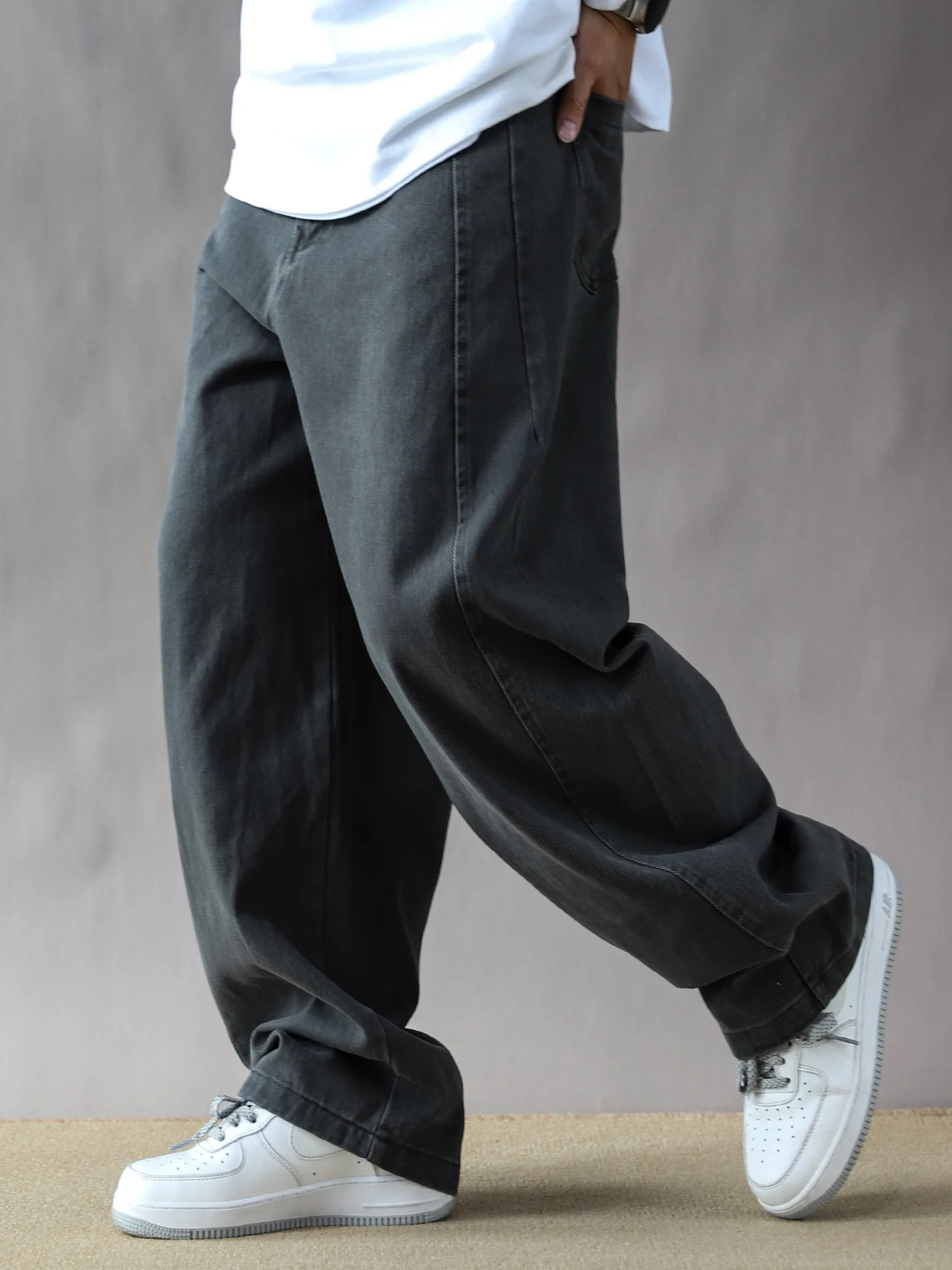 

American Sle Loose Men's Casual Pants Deep ey Straight Leg Long Trousers Spring Autumn New Faion Workwear Cotton