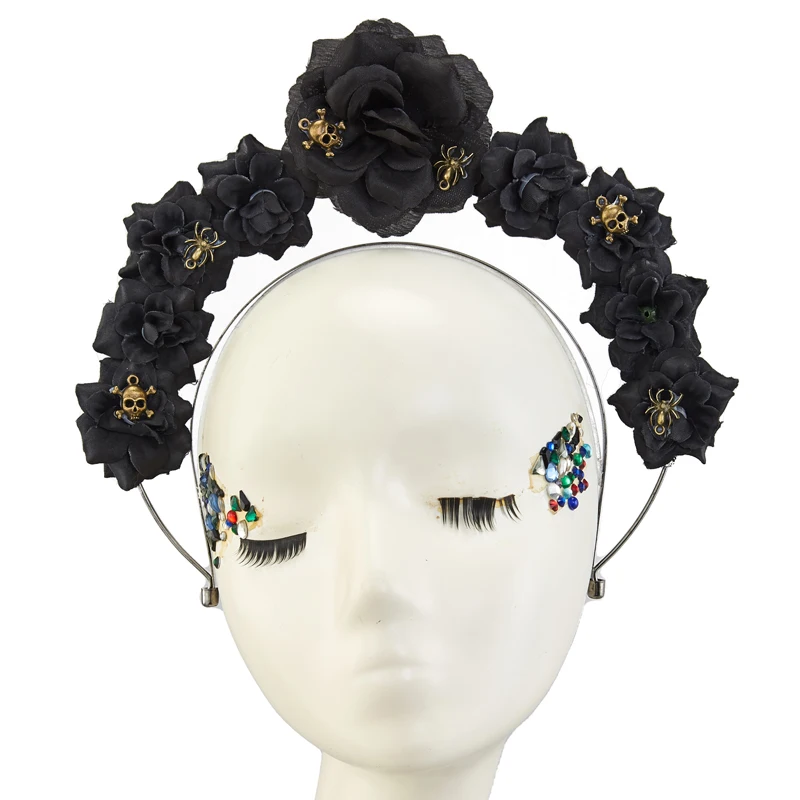 Flores góticas Halter Crown para meninas, deusa do sol, barroco Headband, Halloween Cosplay Headaddress, Lolita Crown