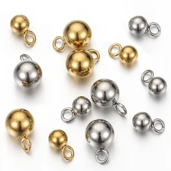 20-40pcs Stainless Steel Ball Pendants Solid Beads Charms for Necklace Bracelet Jewelry Making DIY Earrings Metal Bead Pendants
