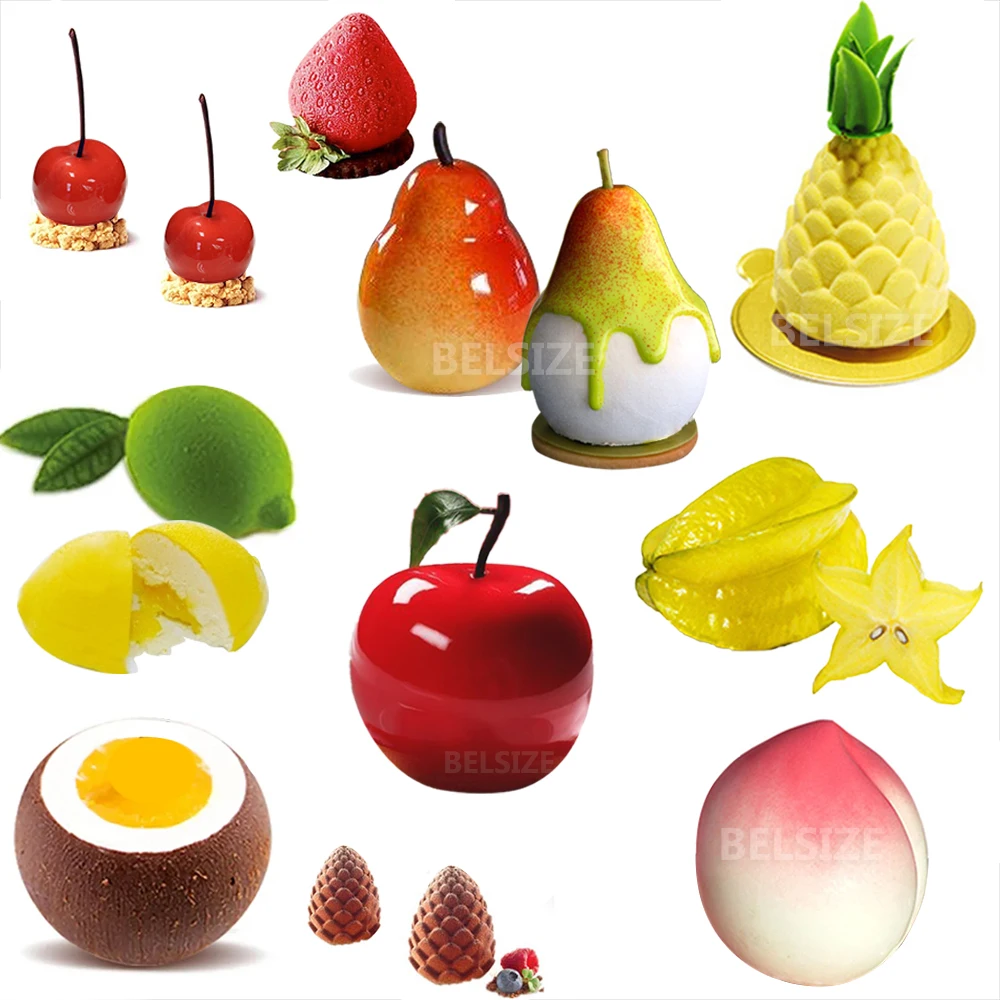 Cake Decorations Fruit Shaped Cake Silicone Mold For Baking Mousse  Pastry Mold Apple Lemon Cherry Pinapple Dessert Form Tray