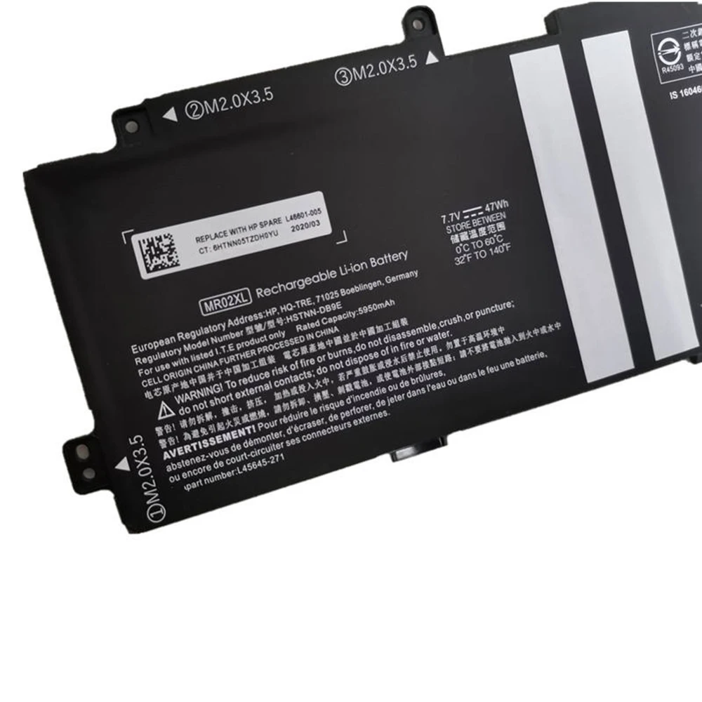 Imagem -02 - Nova Bateria Original Genuína Mr02xl 7.7v 47wh para hp Elite x2 g4 Tablet 12.3 5950mah L4564527 L46601005