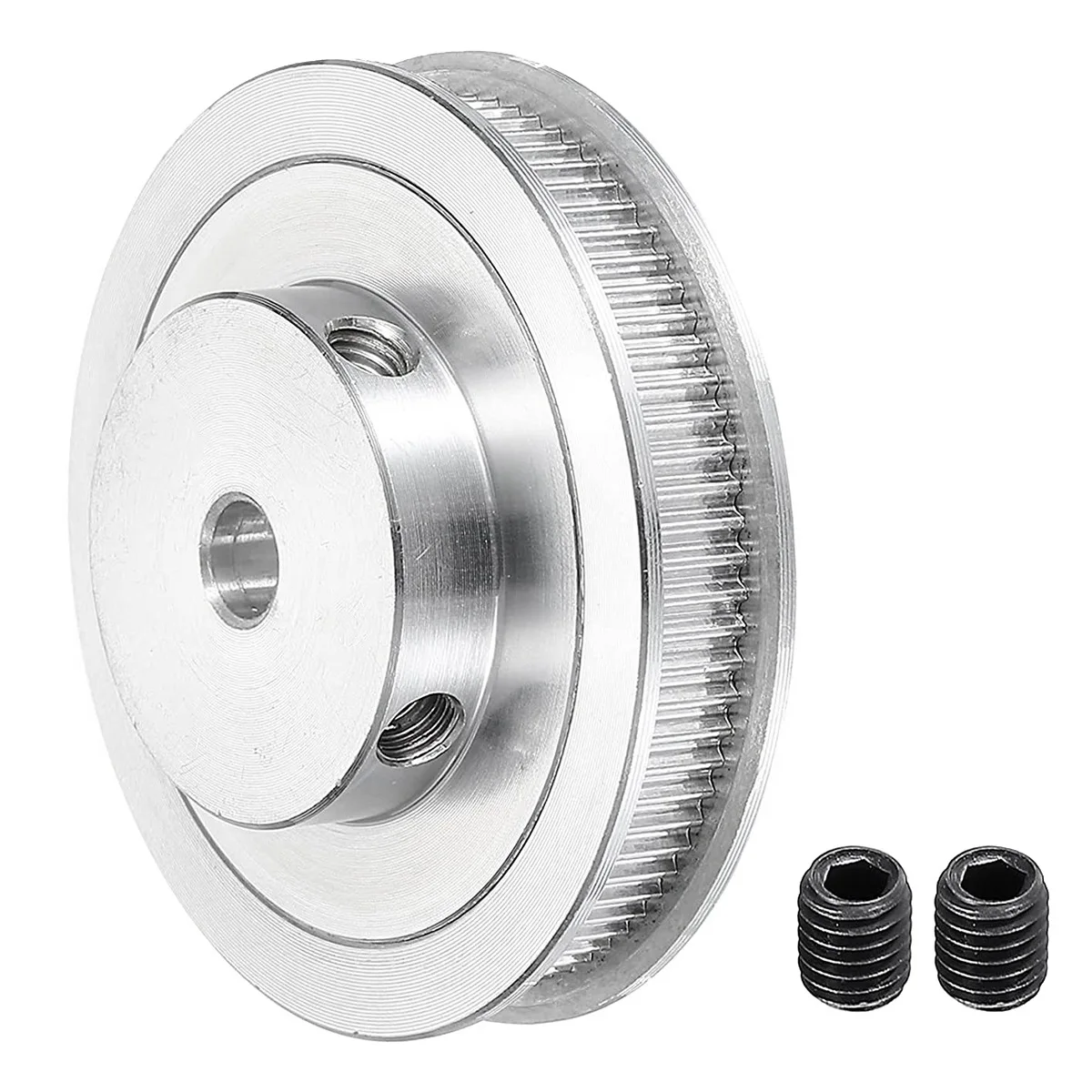 80 Teeth 8mm Bore Timing Pulley, Aluminium Synchronous Wheel Silver with M5 Screw for 3D Printer Belt