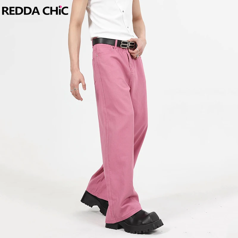 

REDDACHiC Casual Solid Baggy Jeans for Men Candy Color Loose Straight Wide Leg Denim Pants Male Trousers Korean Summer Clothes