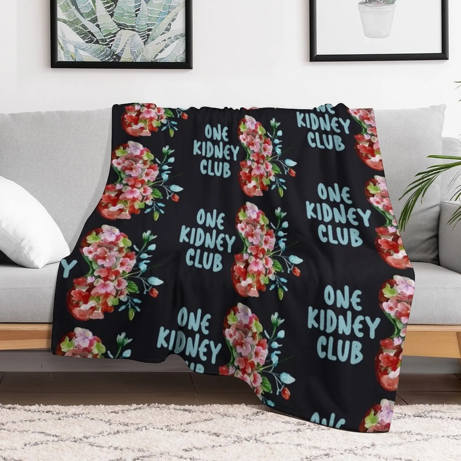 One Kidney Club - Floral kidney Artwork Throw Blanket for sofa cosplay anime Quilt Blankets