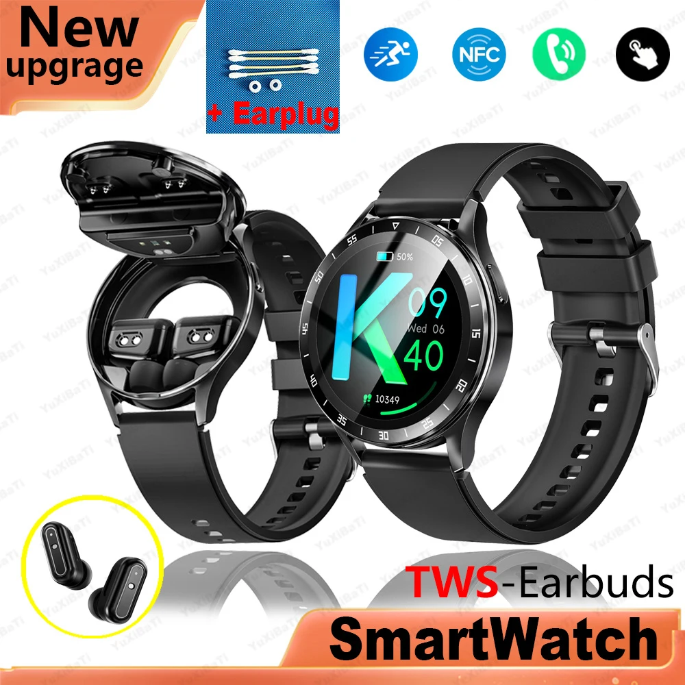2.01 Headset 2 in 1 Outdoor-Sport Männer Frauen Smartwatch BT Anruf Bluetooth-Kopfhörer Musik