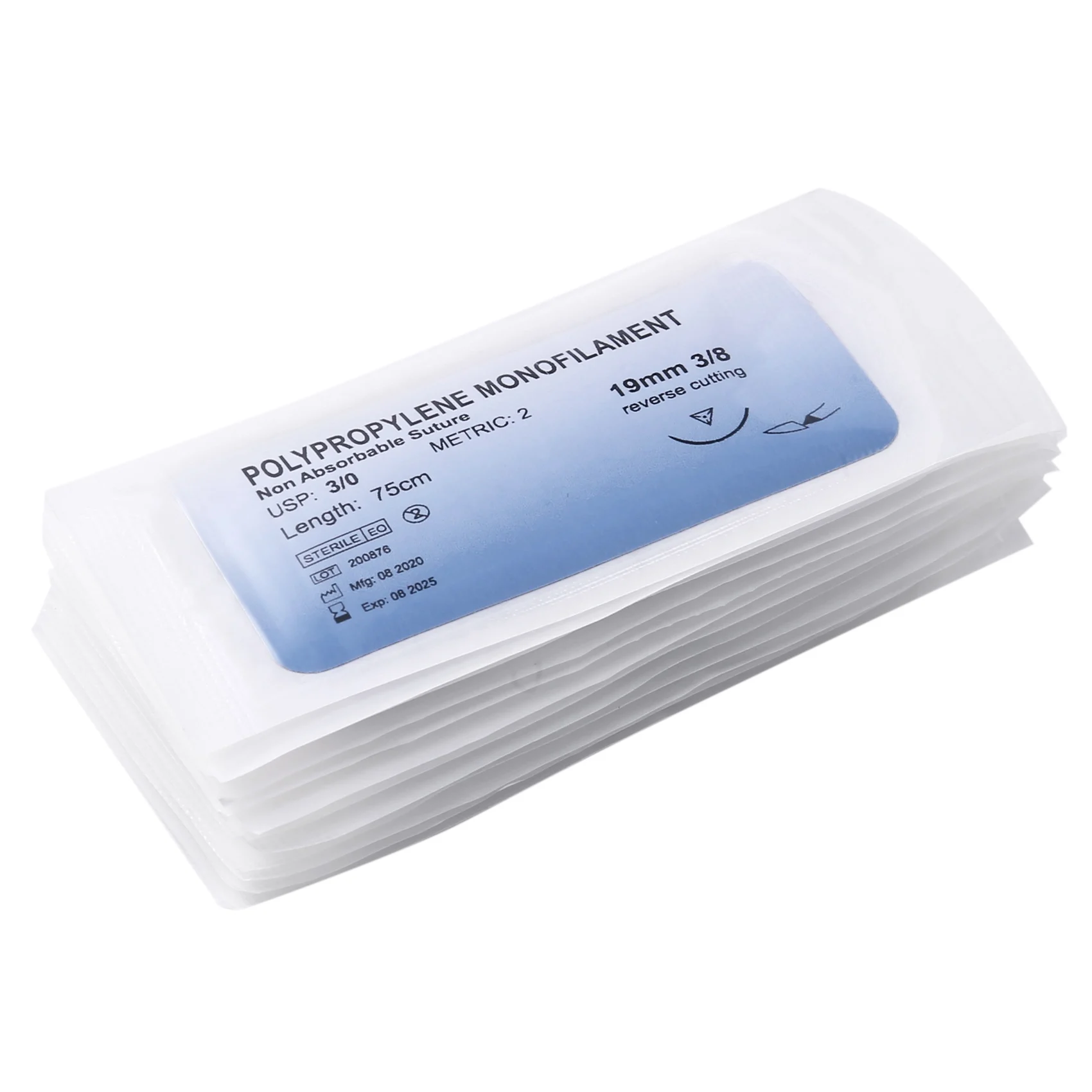 【Tools & Parts】 12Pc Polypropylene Needle Suture Monofilament Thread ,3/0