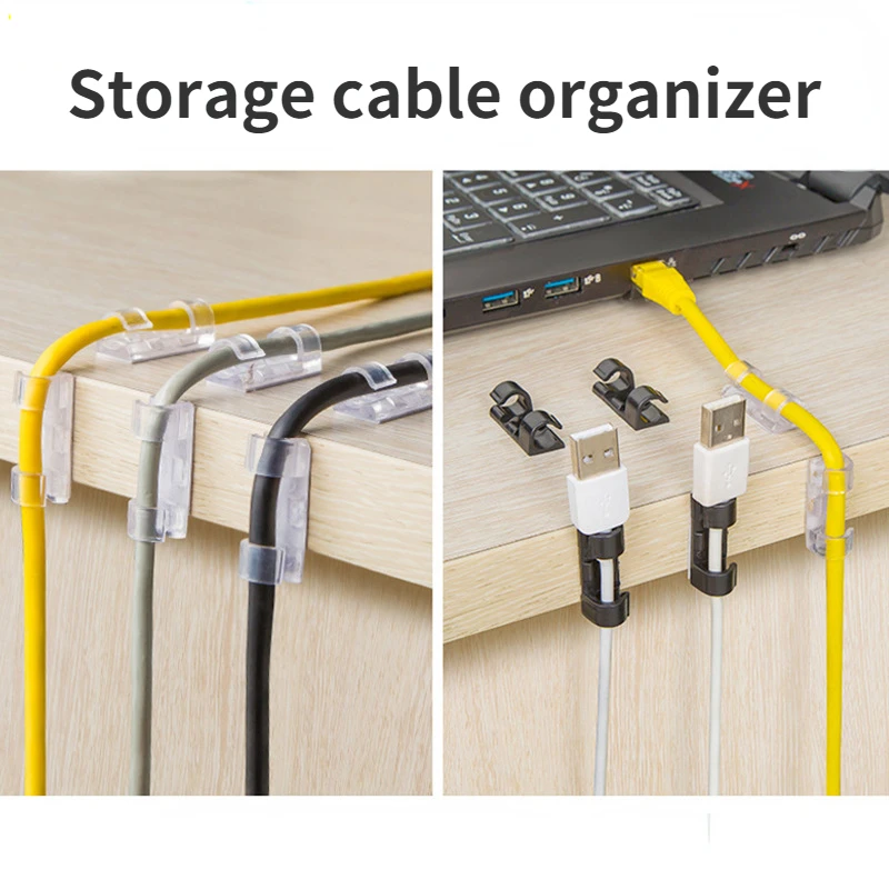 Self-Adhesive Drop Wire Holder, Cable Clips Organizer, Wire Winder, Fixed Clamp, Home Organization and Storage, 20Pcs