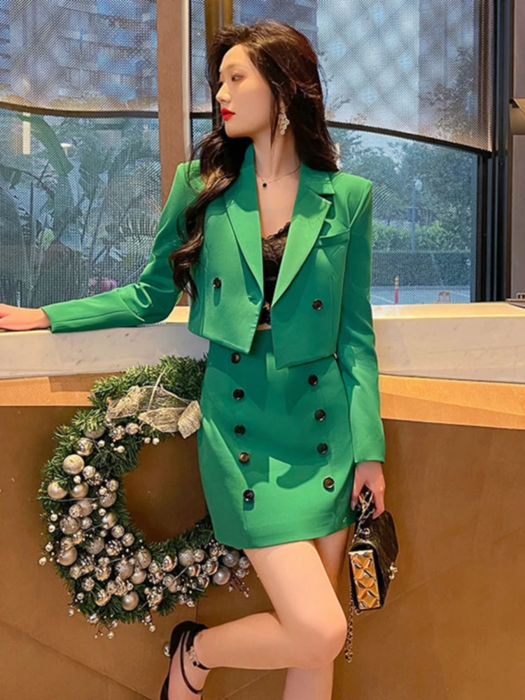 

Suit for Women Loose Short Jacket High Waist Slim Skirt Two-Piece Set Commute Good Looking Spring New Temperament Set