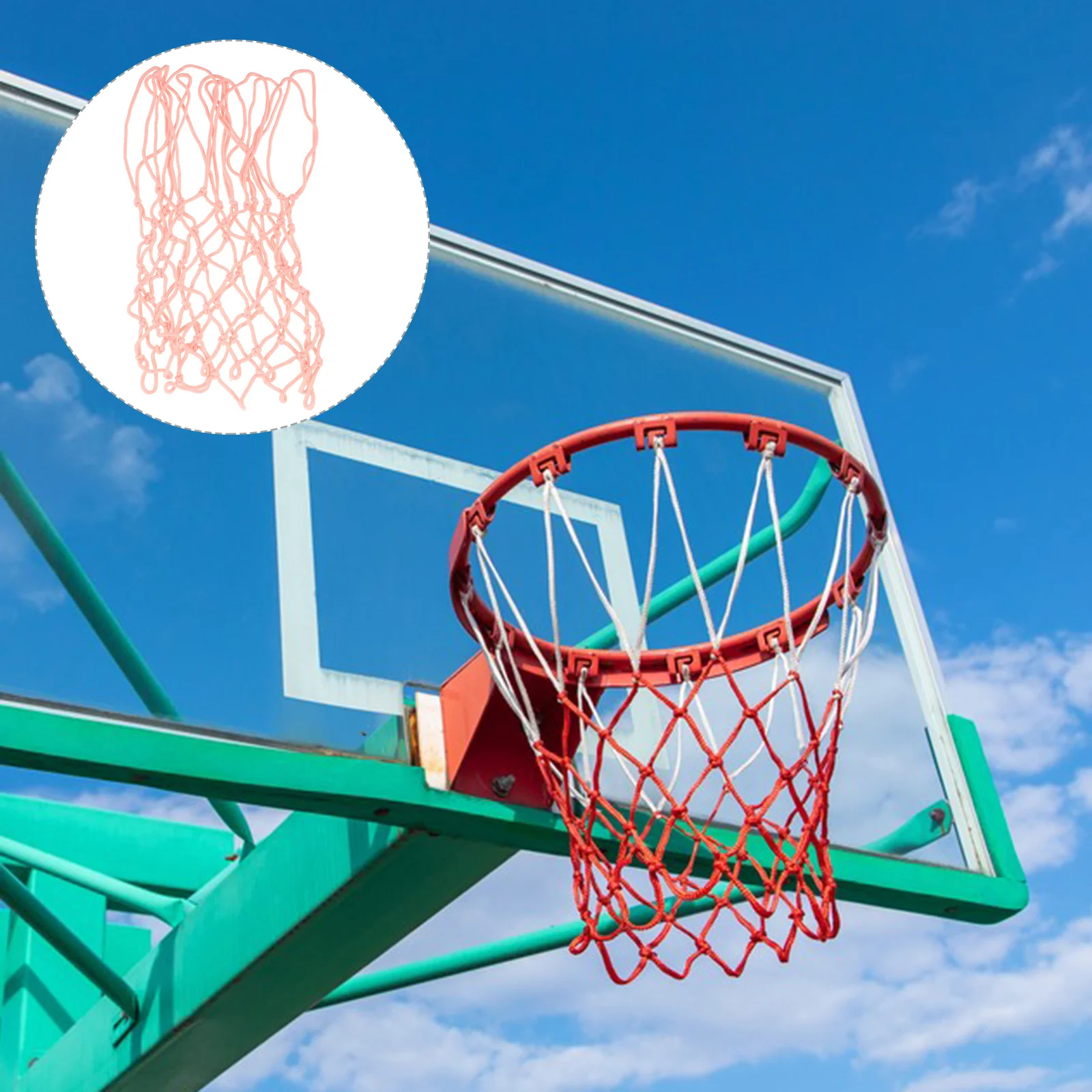 Leuchtendes Basketballnetz aus verdicktem Polyester, wetterfest, verwicklungsfrei, für den Außenbereich und Innenbereich, Ersatzrahmen-Reifennetz
