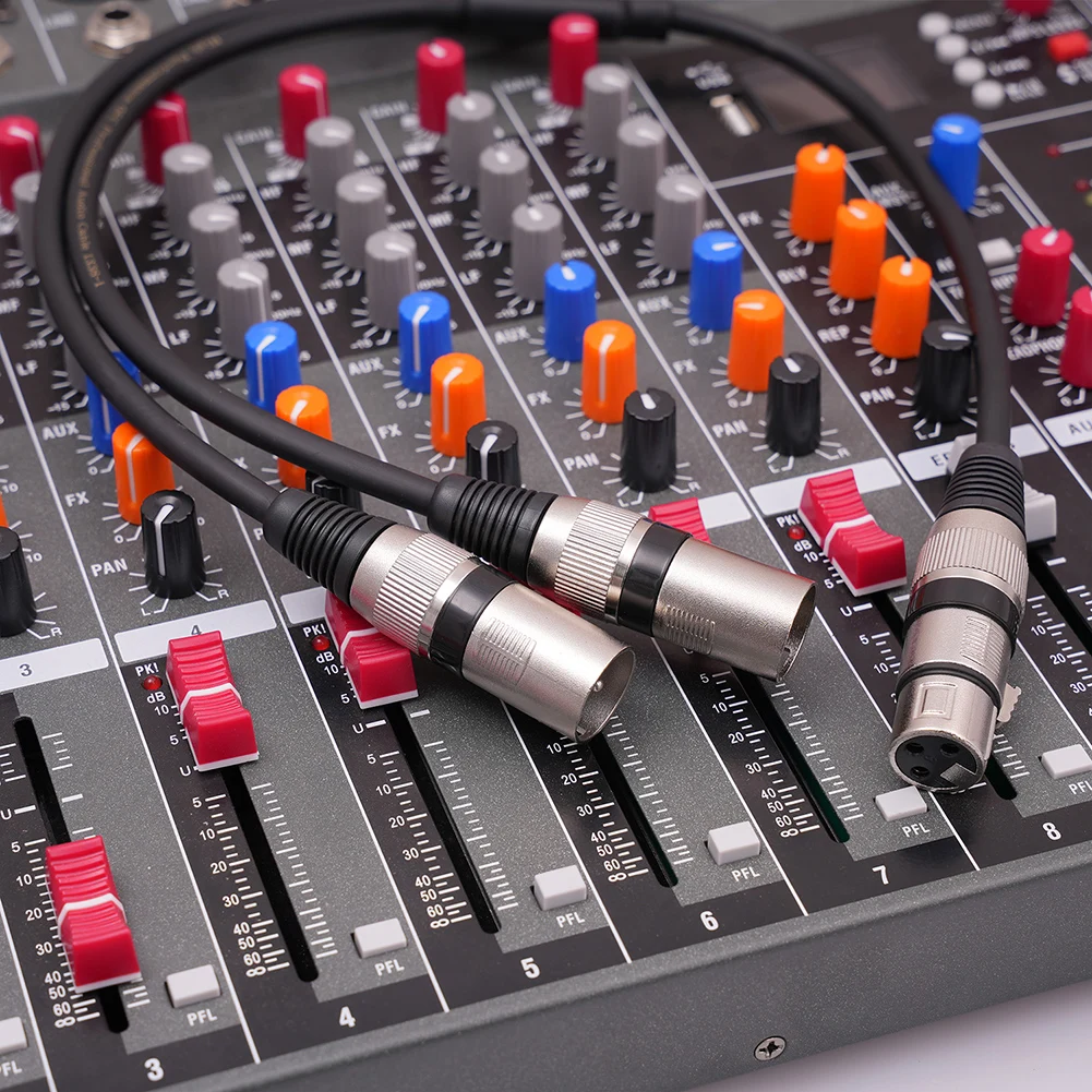3 Pin XLR Female To Dual XLR Male Cable Noise Reduction 3-Pin XLR Cable for Amplifier Mic Speaker Accessories