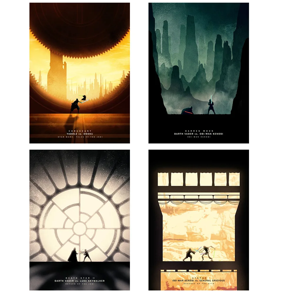 Pósteres de película de arte de pared de Duels of Fate, impresiones de arte moderno mandaloriano, pinturas en lienzo de lucha de guerras para decoración de pared de salón