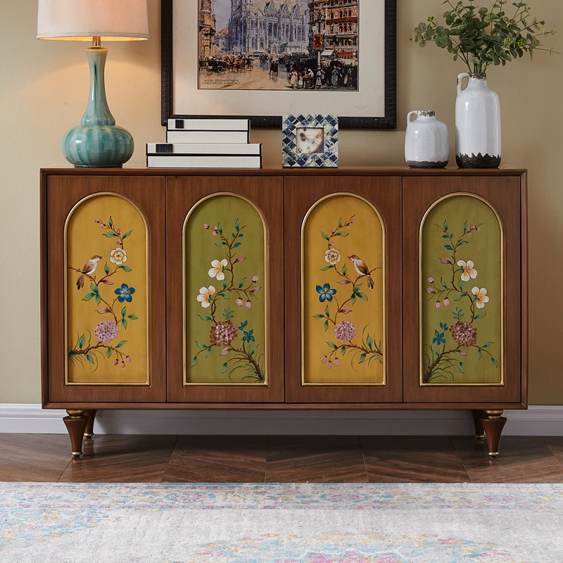 

American solid wood shoe cabinet, large-capacity porch cabinet at the door of the home, entrance hall partition storage locker 9