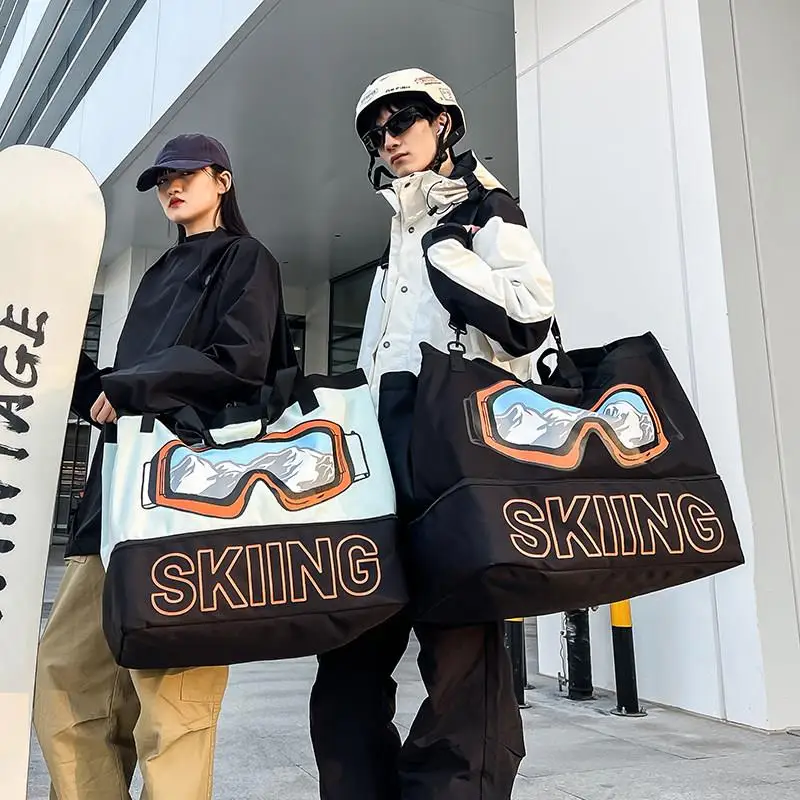 large-capacity-sports-skiing-backpack-men's-travel-bag-handheld-fitness-bag-oxford-cloth-fashion-trend-youth-scenic-pattern