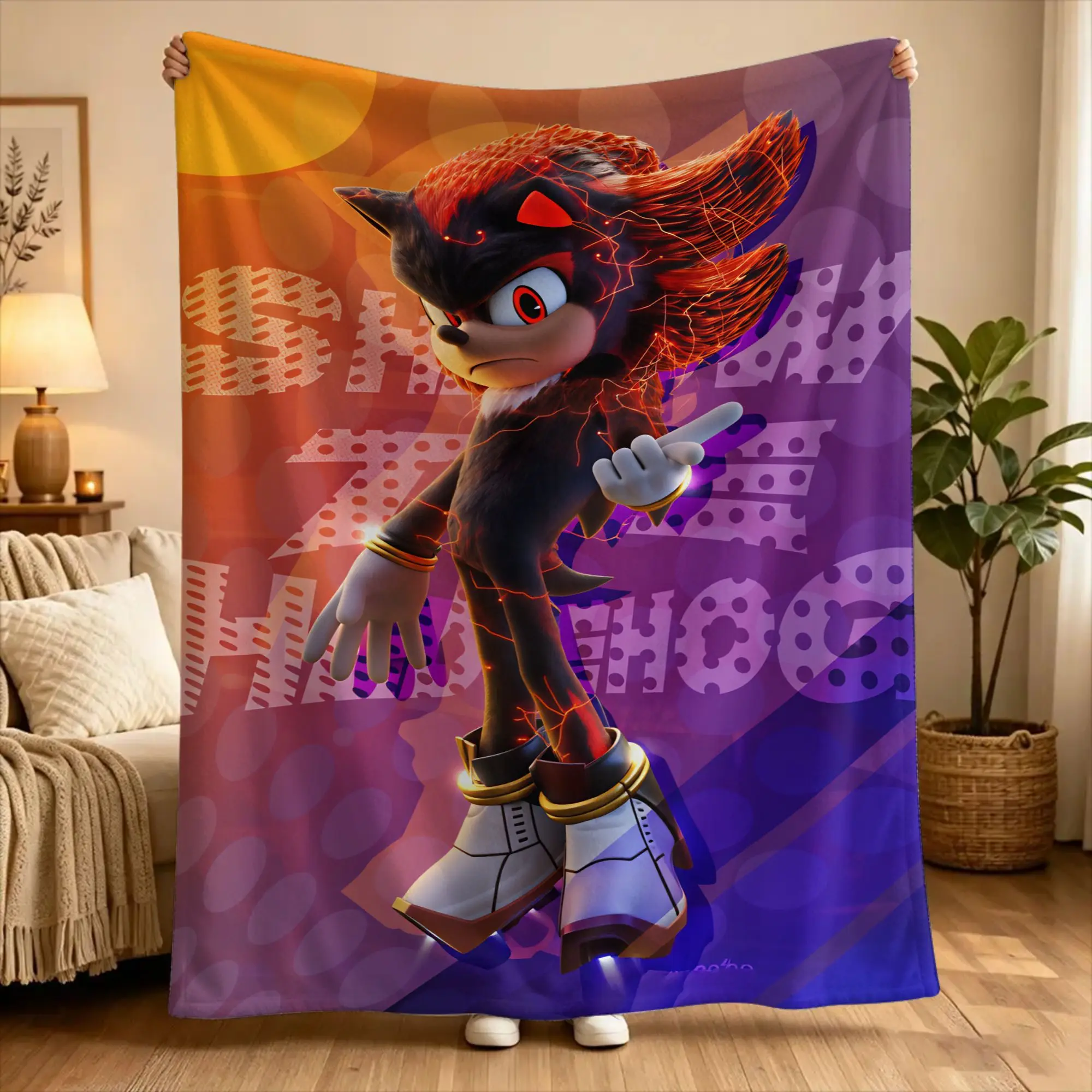 S-sonic The Hedgehog  Warm Soft Blanket  Travel Plush Bedding Throws Novelty Living Room Flannel Bedspread Sofa Bed Cover
