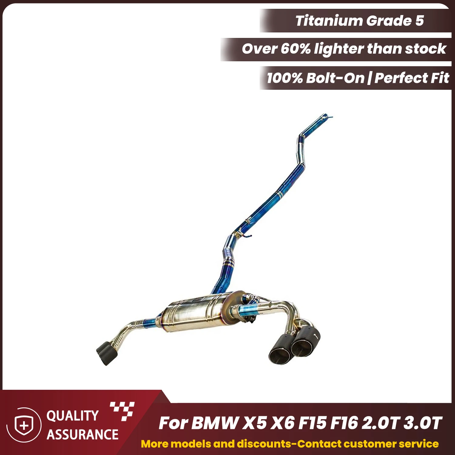 

Titanium Catback Exhaust ECCF for BMW X5 X6 F15 F16 2.0T 3.0T Track-Inspired Plug & Play OEM Warranty Friendly