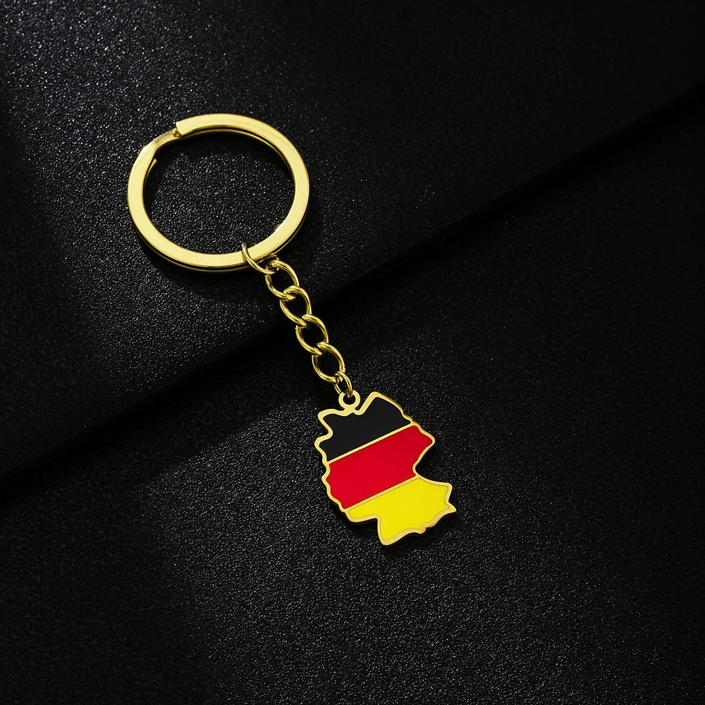 Stainless Steel Deutschland Map Flag Key Chain Popular Ethnic Style Germany Men Womnen Maps Keying Jewelry Gift