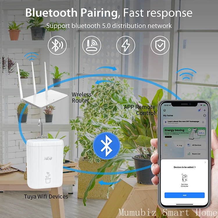 نظام الري التلقائي للنباتات بوعاء Tuya Smart WiFi نظام الري بالتنقيط التحكم عن بعد لـ ما يصل إلى 10 نباتات بوعاء