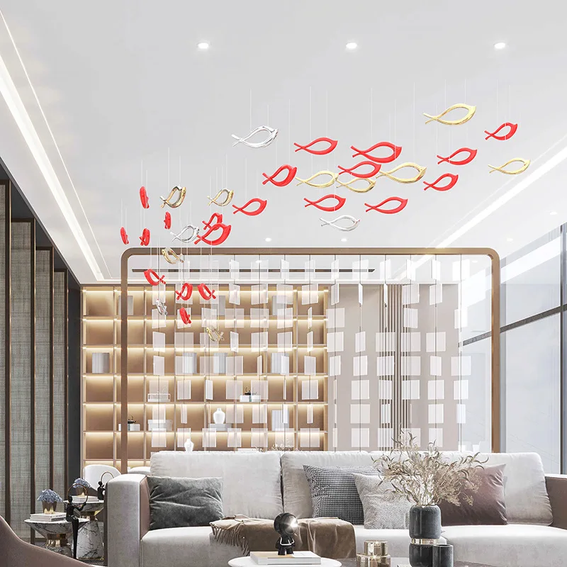 Creative Air Pendant Hanging Electroplated Fish Decoration Pendant Shopping Mall Atrium Pendant Window Decoration Ceiling Decora