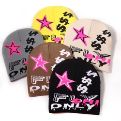 Multicolour Stars Elastic Turban Cap Daily Life Knitted Hat Millennium Hip-Hop Style Winter Hat Keep Warm Beanie Trilby