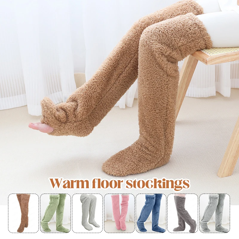 

Women Winter Thigh High Socks Over Knee Fuzzy Boot Stocking Office Home Thicken Warm Knee Protection Plush Leg Warmers