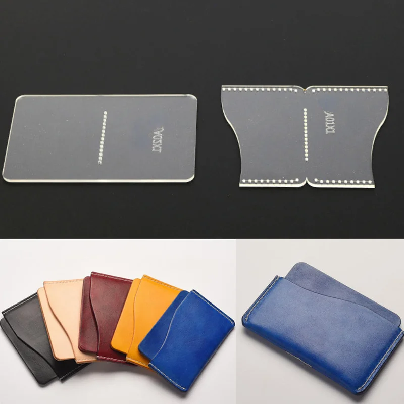 2 Pcs/set Acrylic Card Bags Stencil Leather Pattern Template DIY Leathercrafts Design Stencil  for DIY Gift Wallet Making Mold