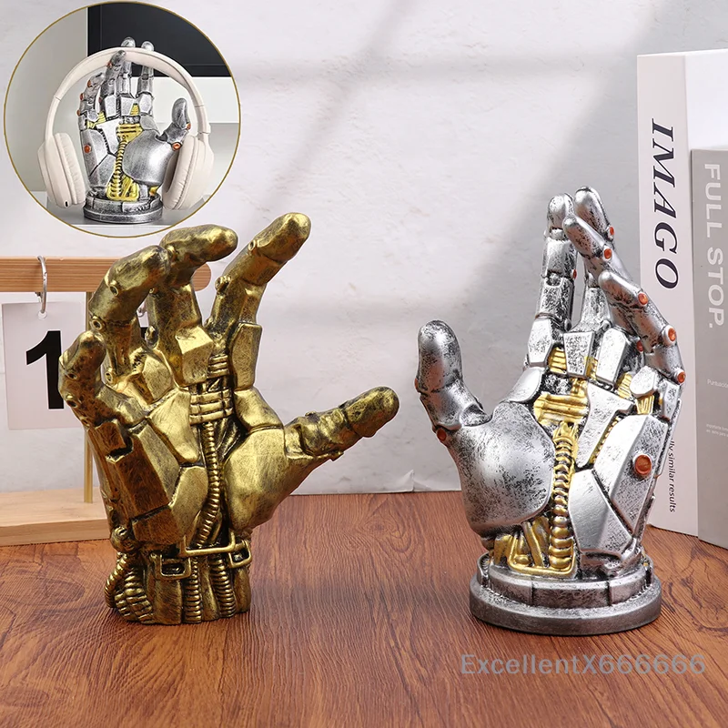 

Trendy Punk Game Console Holder Robot Hand Statue Edgy Simulated Mechanic Hand Art Piece Desktop Decor