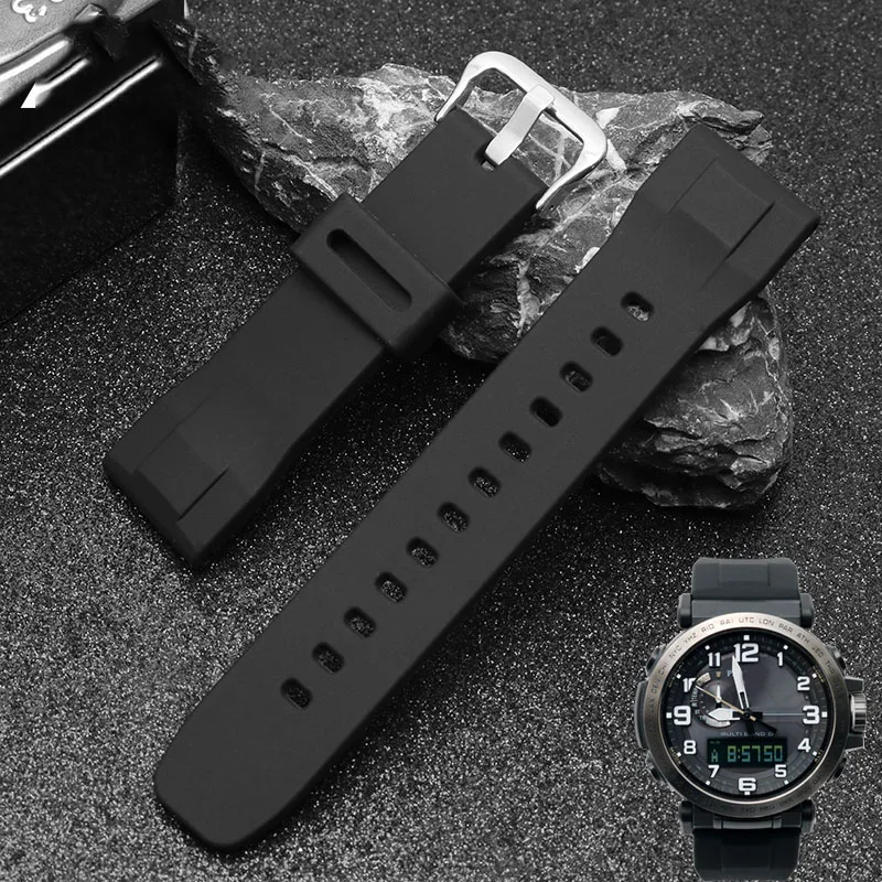 Sports Silicone Watchband For CASIO PROTREK 5497 PRG-600 PRG-650Y PRG5571 Bracelet PRW-6600 6600y High Quality Rubber Strap 23MM