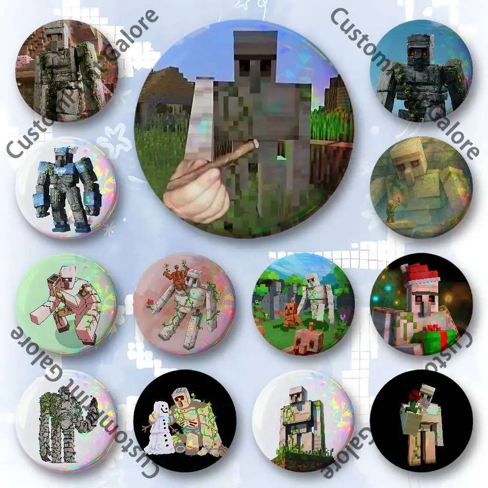 

I-Iron Game G-GolemS Laser Film Badge Tinplate Brooch Lapel Pin HD Print Badge for Decoration DIY Accessories Gift