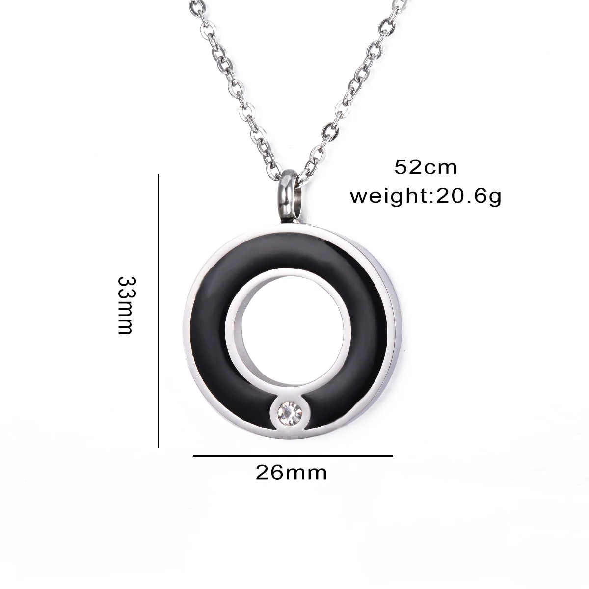 Circle Round Pendant Cremation Jewelry Memorial Ashes Urn Keepsake Yinyang Necklace