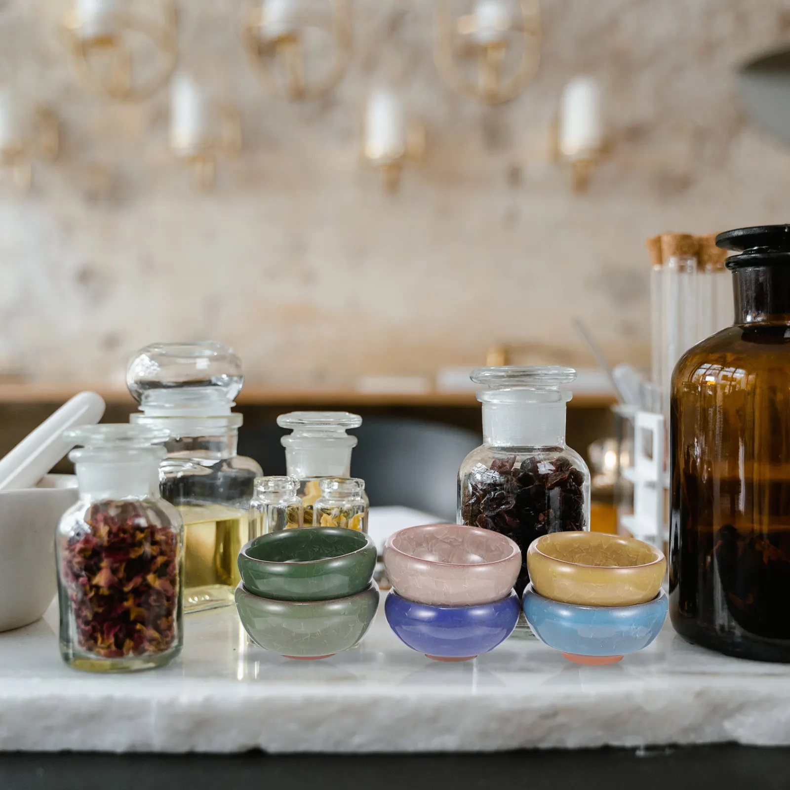 6Pcs Essential Oil Blending Bowl Smooth Porcelain Small Dish Set for Essential Oil Mixing Storage Spa Beauty Shop Decorative Use