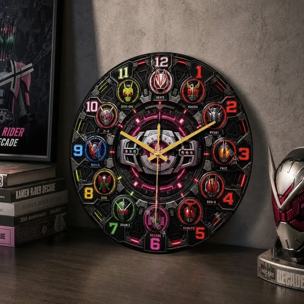 14Inch Diameter Kamen Rider Silent Wall Clocks, No Punching Animation Trend Decorative Quartz Clock