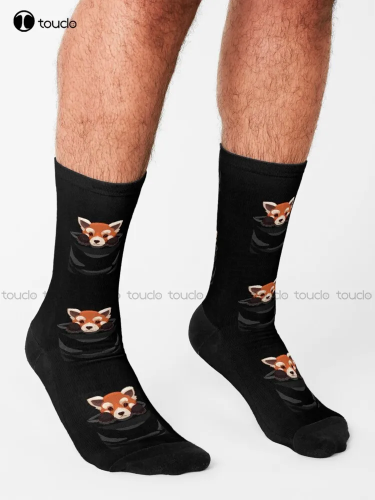 Pocket Panda - Red Panda In Your Pocket Socks Cotton Socks For Women Personalized Custom Unisex Adult Teen Youth Socks Harajuku