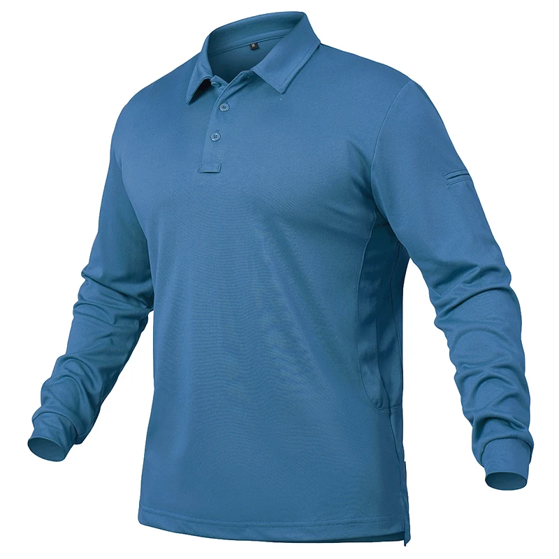 Camisa de manga larga de rendimiento para hombre, Polos ligeros y transpirables para senderismo al aire libre, pesca, UPF50 + Pique Jersey, camisa de Golf