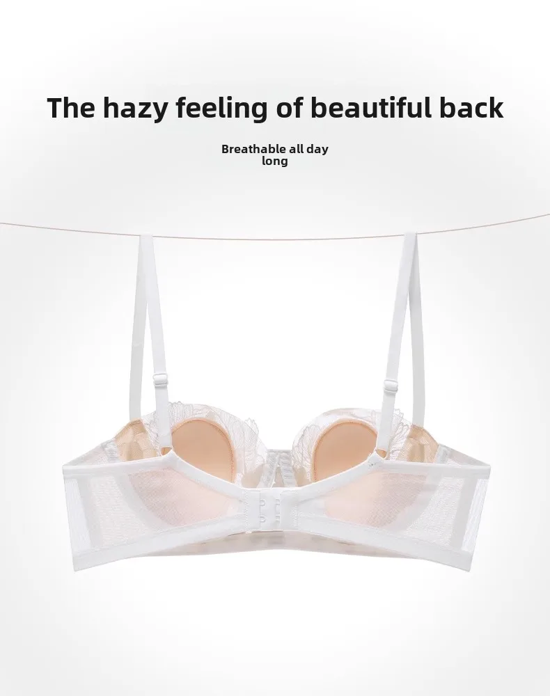 Women\'s Rabbit Ears Big Chest Small Thin Bra Soft Underwire Sexy European American Embroidery French Underwear Set