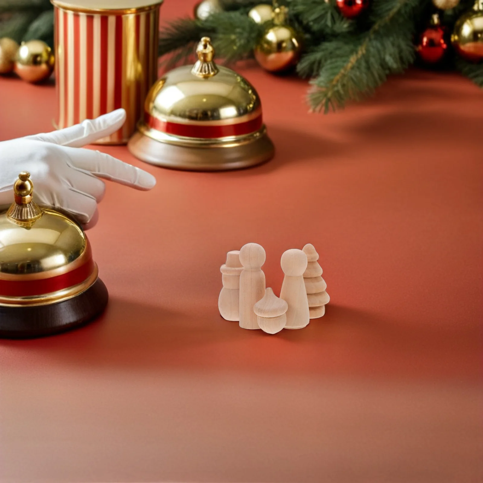 30 قطعة خشبية غير مكتملة عيد الميلاد الوتد الناس الخشب الطبيعي ثلج الصنوبر المخروط شجرة الأشكال DIY بها بنفسك عطلة الحرف الزينة #1